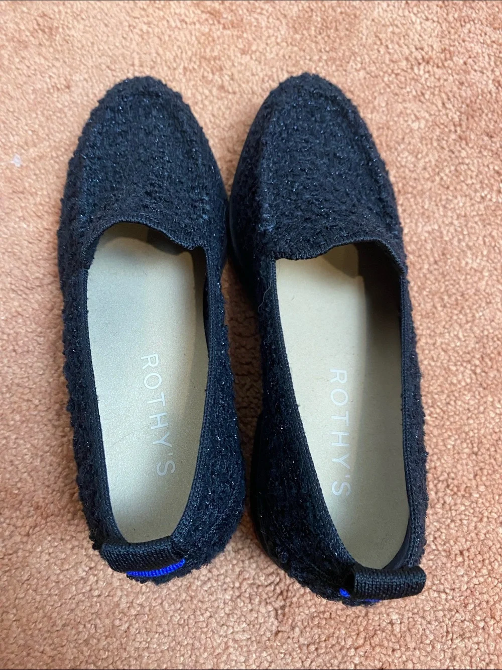 NWOB Rothy's The Lug Loafer - Black Bouclé Size 8